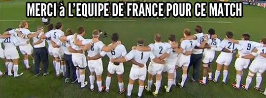 Le RCR remercie l'Equipe de France pour sa prestation lors de la Finale 2011 de la Coupe du Monde de Rugby