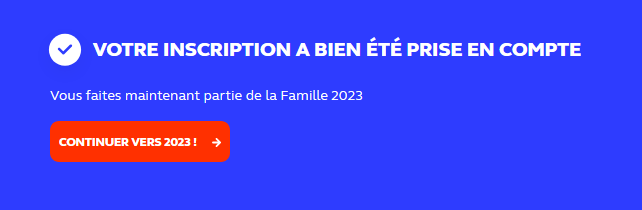 Inscription validÃ©e France 2023