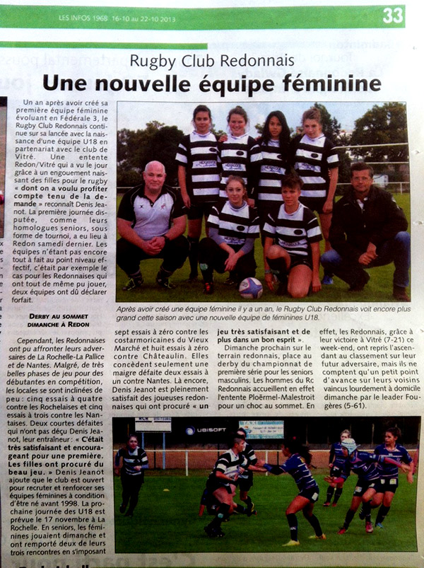 Une nouvelle équipe cadette de rugby à Redon